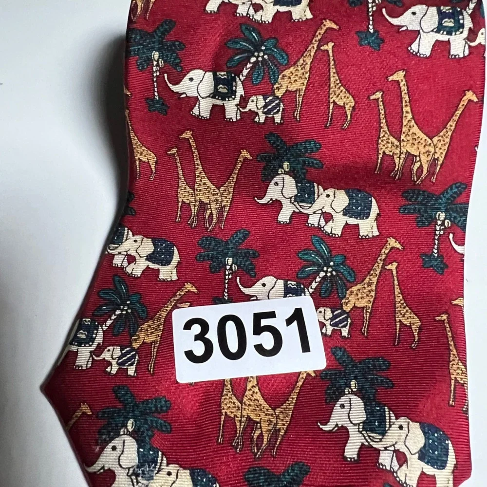 J.T. Beckett Mens Necktie Silk Safari‎ Animal Print Red OS